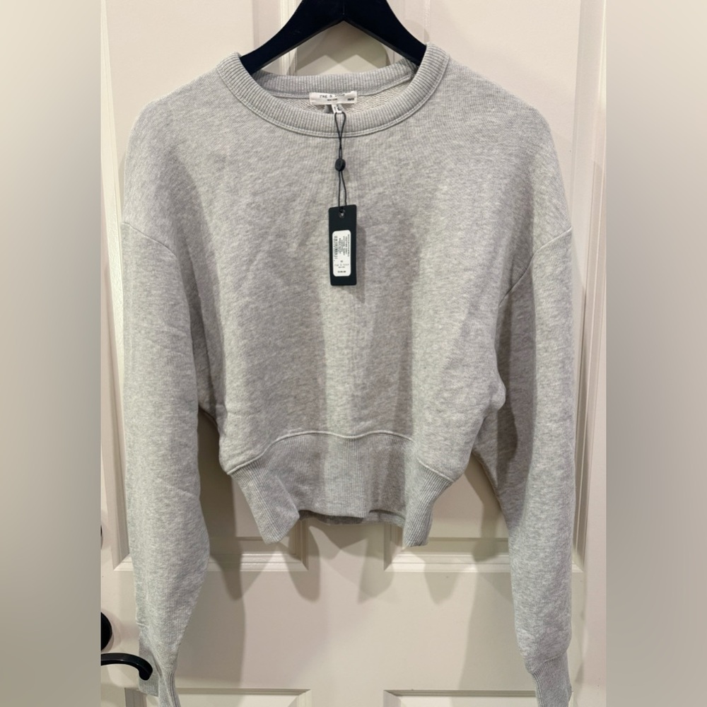 rag & bone Vintage Terry Cropped Sweatshirt Womens XS Heather Grey $195 - Picture 4 of 13